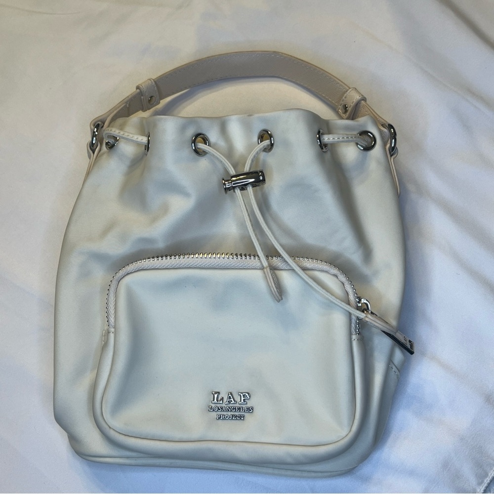 Los Angeles Project Amanda Cream Bucket Bag Stylish Night out Contemporary